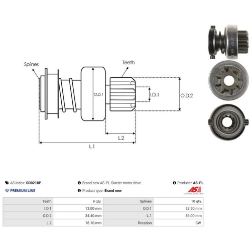 AS-PL Freilaufgetriebe, Starter AS SD0218P
