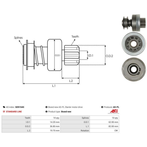 AS-PL Freilaufgetriebe, Starter AS SD9154S