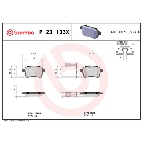 BREMBO Bremsbelagsatz, Scheibenbremse XTRA LINE P 23 133X