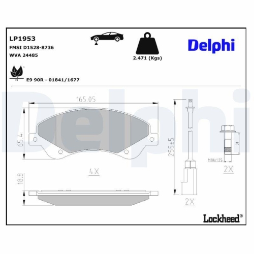 DELPHI Bremsbelagsatz, Scheibenbremse LP1953