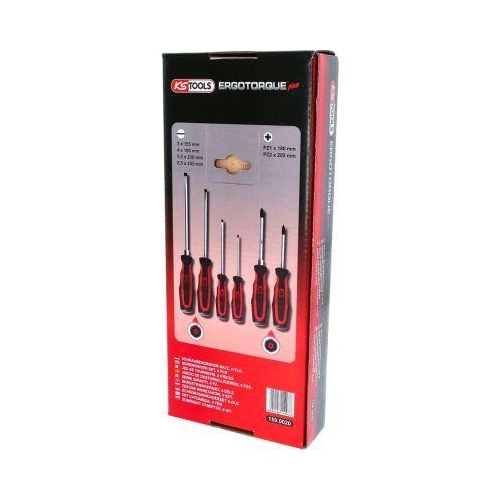 KS Tools ERGOTORQUE+ Schraubendreher-Satz, 6-tlg. PZ+Schlitz 159.0020