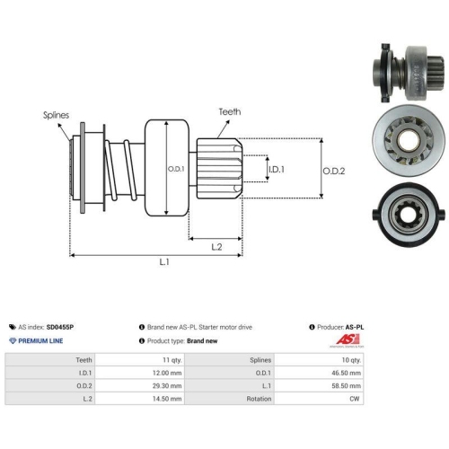 AS-PL Freilaufgetriebe, Starter AS SD0455P