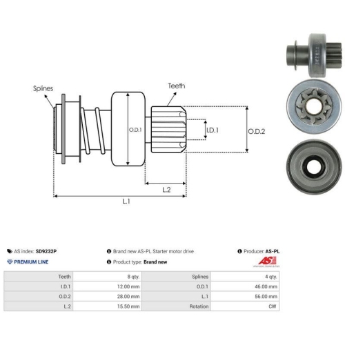 AS-PL Freilaufgetriebe, Starter AS SD9232P