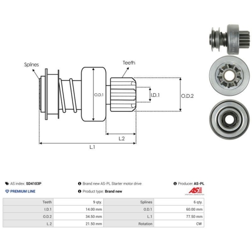 AS-PL Freilaufgetriebe, Starter AS SD4103P