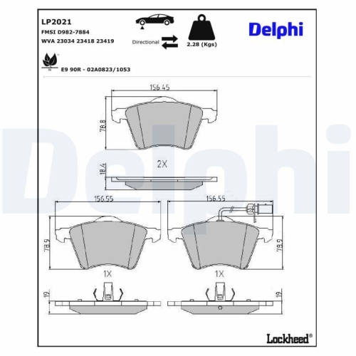 DELPHI Bremsbelagsatz, Scheibenbremse LP2021