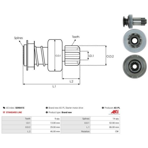 AS-PL Freilaufgetriebe, Starter AS SD9041S