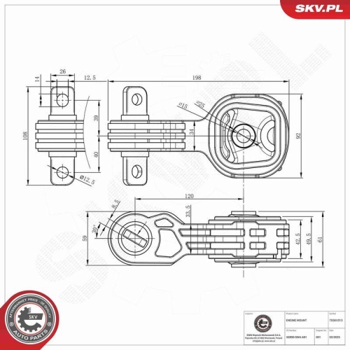 ESEN SKV Lagerung, Motor 75SKV313
