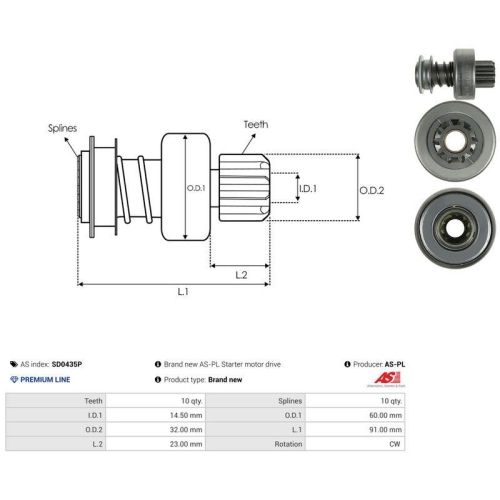 AS-PL Freilaufgetriebe, Starter AS SD0435P