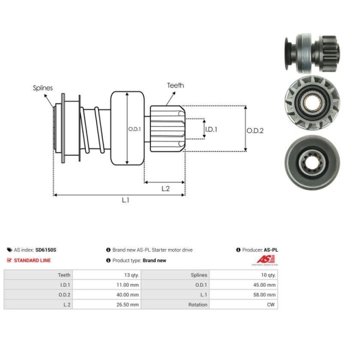 AS-PL Freilaufgetriebe, Starter AS SD6150S