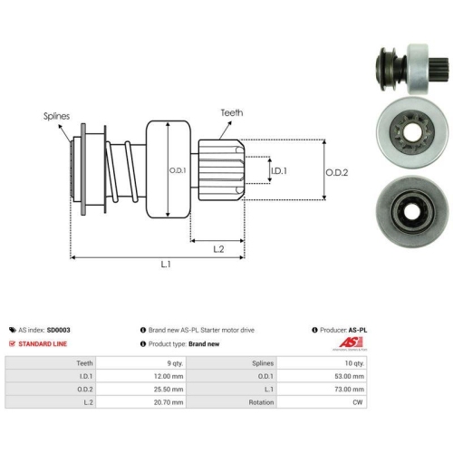 AS-PL Freilaufgetriebe, Starter AS SD0003