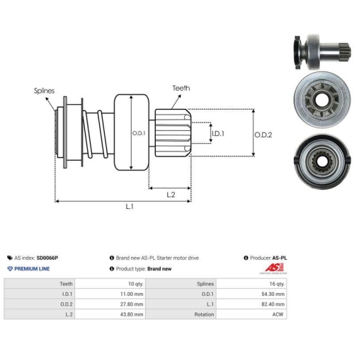 AS-PL Freilaufgetriebe, Starter AS SD0066P
