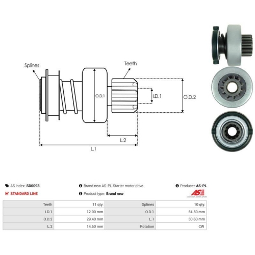 AS-PL Freilaufgetriebe, Starter AS SD0093
