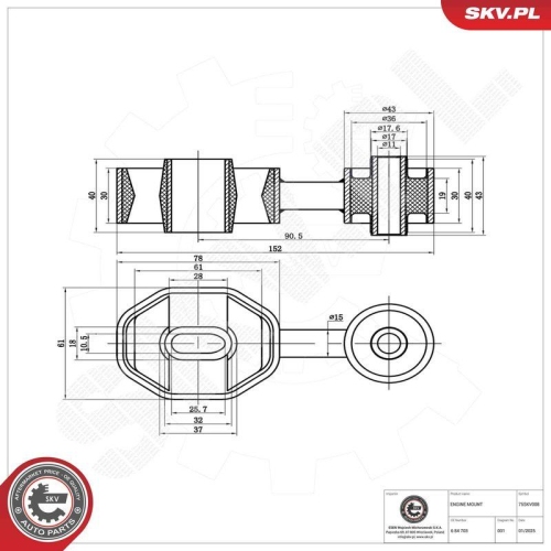 ESEN SKV Lagerung, Motor 75SKV008