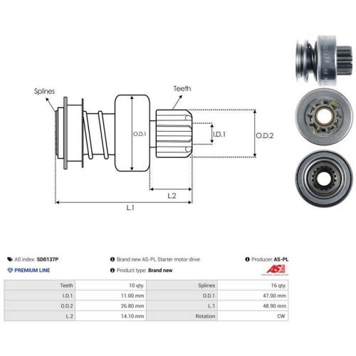 AS-PL Freilaufgetriebe, Starter AS SD0137P