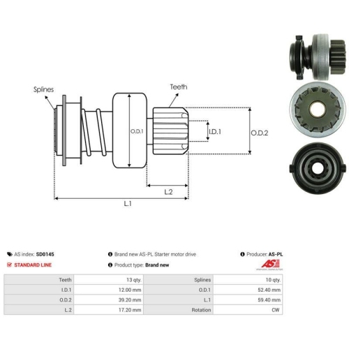 AS-PL Freilaufgetriebe, Starter AS SD0145