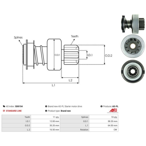 AS-PL Freilaufgetriebe, Starter AS SD0154