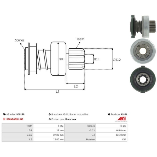 AS-PL Freilaufgetriebe, Starter AS SD0170