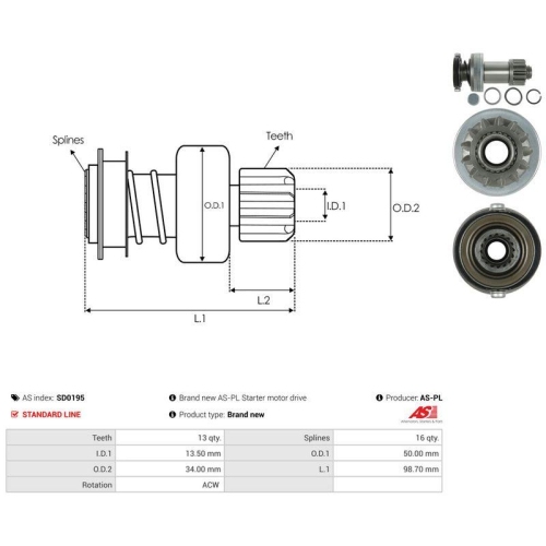 AS-PL Freilaufgetriebe, Starter AS SD0195