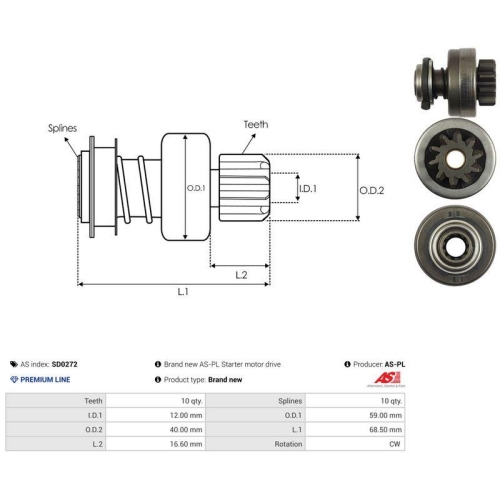 AS-PL Freilaufgetriebe, Starter AS SD0272