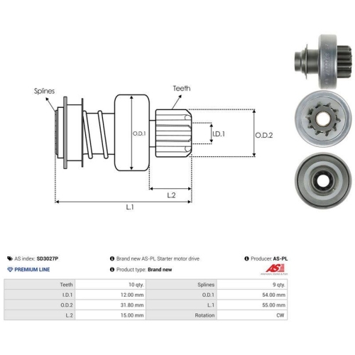 AS-PL Freilaufgetriebe, Starter AS SD3027P