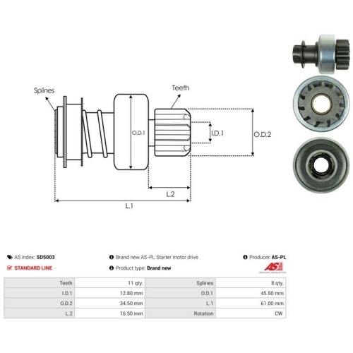 AS-PL Freilaufgetriebe, Starter AS SD5003