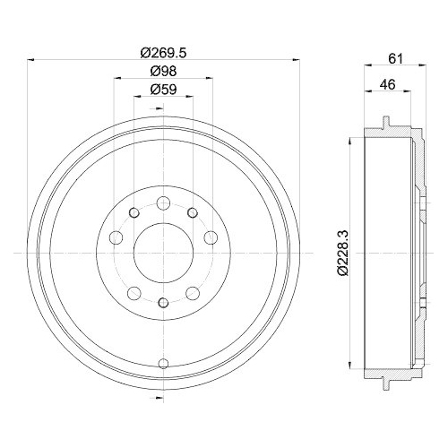 HELLA Bremstrommel 8DT 355 303-211