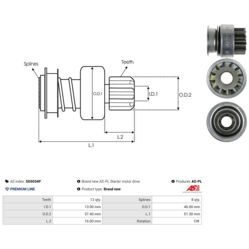 AS-PL Freilaufgetriebe, Starter AS SD5034P