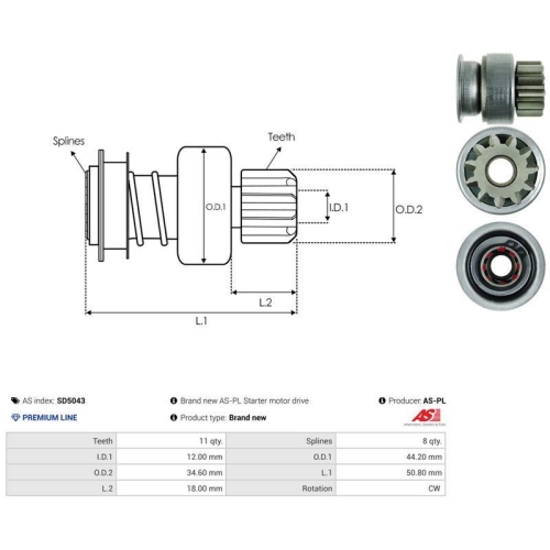 AS-PL Freilaufgetriebe, Starter AS SD5043