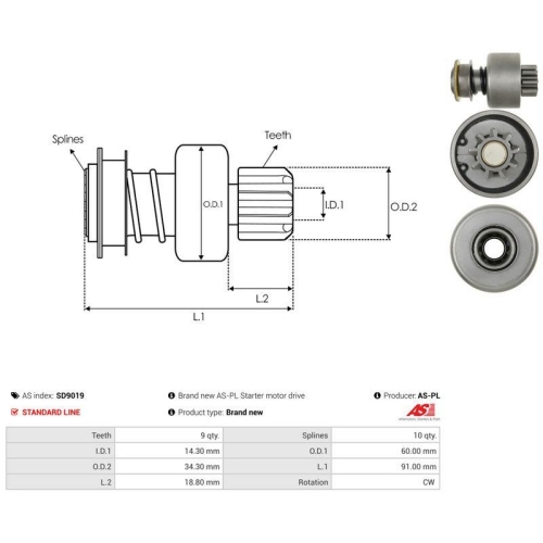 AS-PL Freilaufgetriebe, Starter AS SD9019