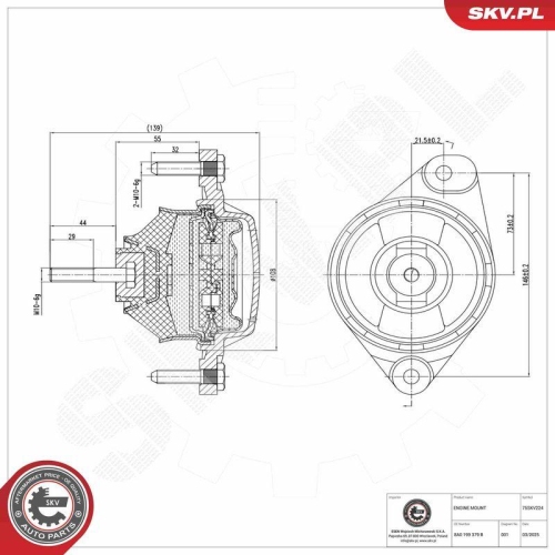 ESEN SKV Lagerung, Motor 75SKV224