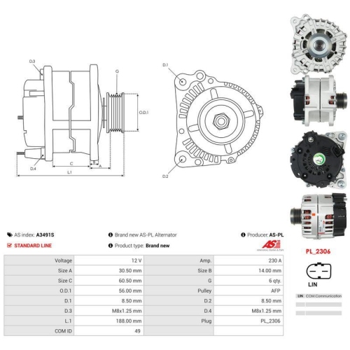 AS-PL Generator AS A3491S