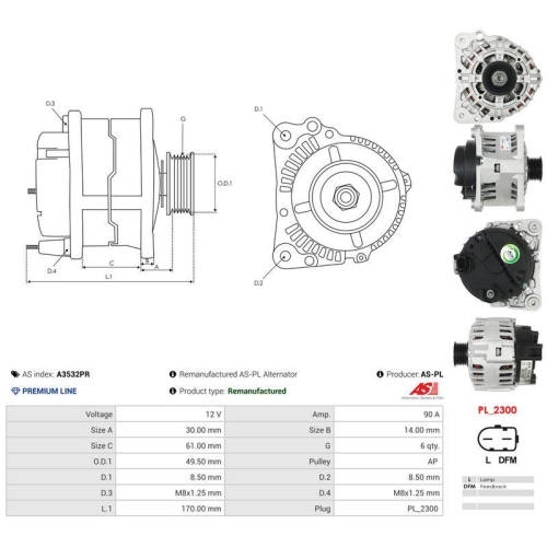 AS-PL Generator Wiederaufbereitet AS A3532PR