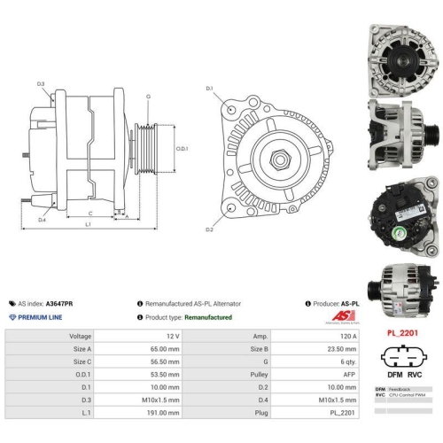 AS-PL Generator Wiederaufbereitet AS A3647PR
