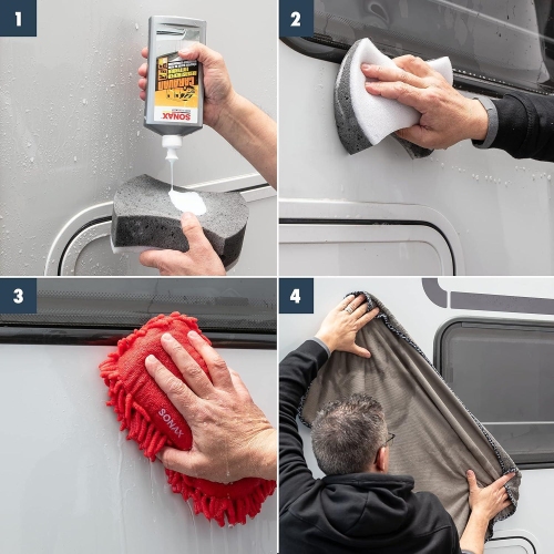 SONAX CARAVAN Regenstreifen Entferner 500ml Spezialreiniger Wohnmobil Wohnwagen