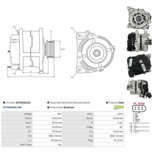 AS-PL Generator Valeo A3732(VALEO)