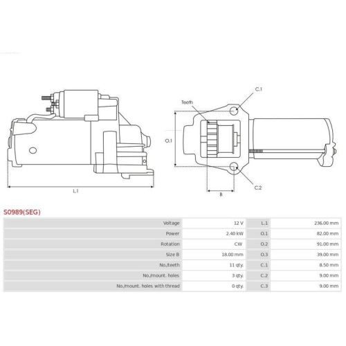 AS-PL Starter Brandneu SEG Automotive