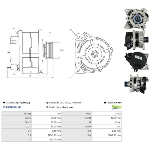 AS-PL Generator Valeo A3749(VALEO)