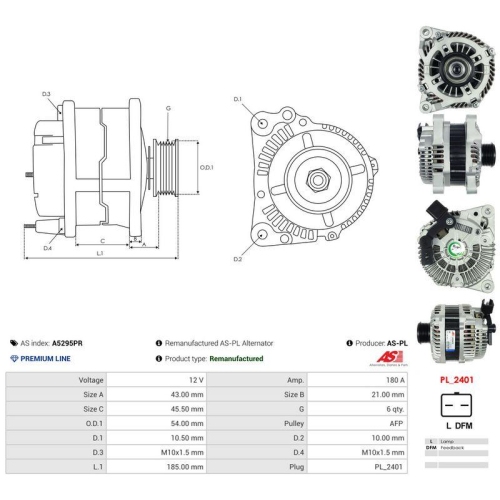 AS-PL Generator Wiederaufbereitet AS A5295PR