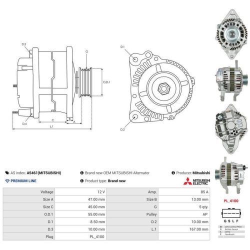 AS-PL Generator Mitsubishi A5461(MITSUBISHI)