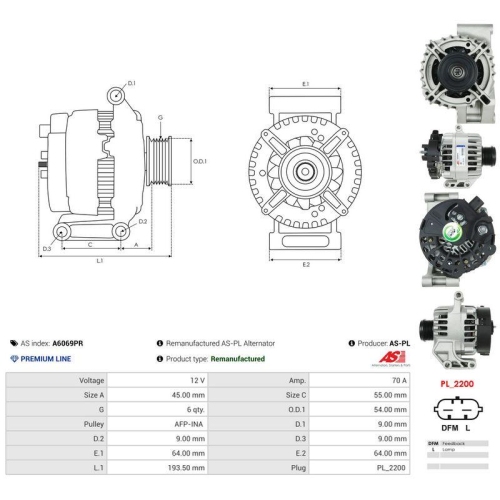 AS-PL Generator Wiederaufbereitet AS A6069PR
