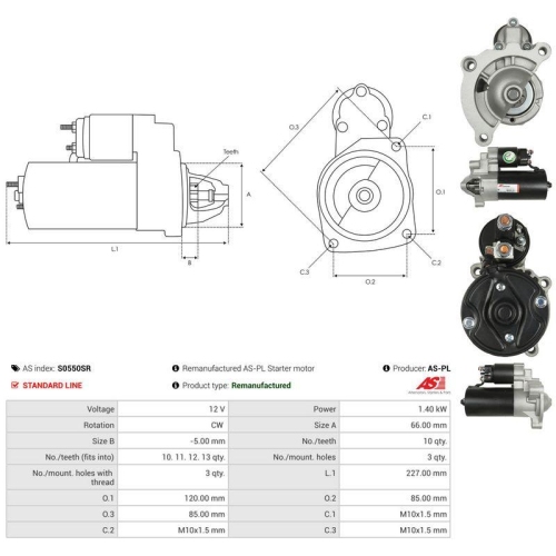 AS-PL Starter Wiederaufbereitet AS S0550SR