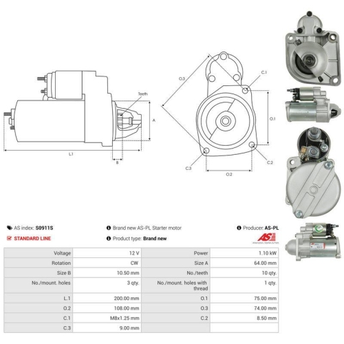 AS-PL Starter AS S0911S