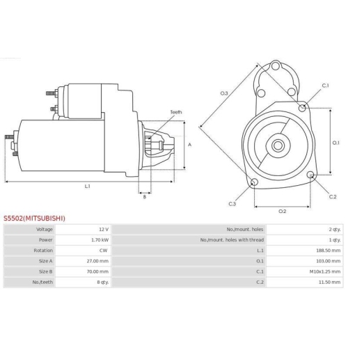 AS-PL Starter Brandneu Mitsubishi