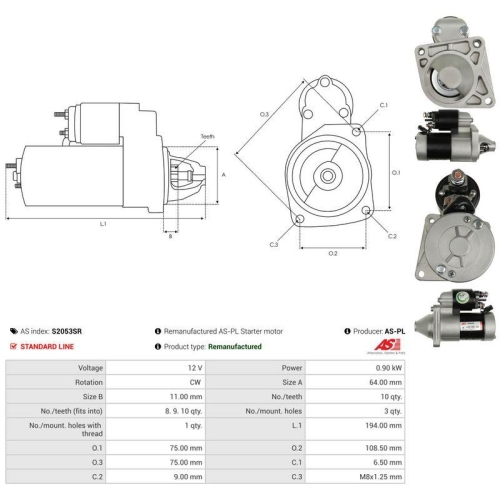 AS-PL Starter Wiederaufbereitet AS S2053SR