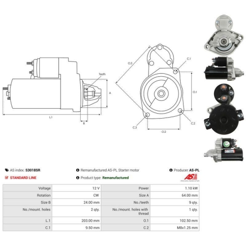 AS-PL Starter Wiederaufbereitet AS S3018SR