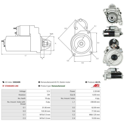 AS-PL Starter Wiederaufbereitet AS S3024SR