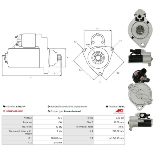 AS-PL Starter Wiederaufbereitet AS S3093SR