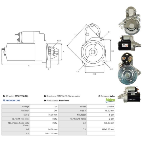 AS-PL Starter Valeo S3107(VALEO)
