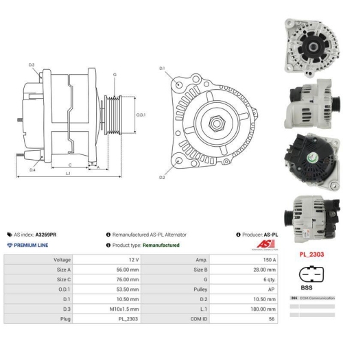 AS-PL Generator Wiederaufbereitet AS A3269PR