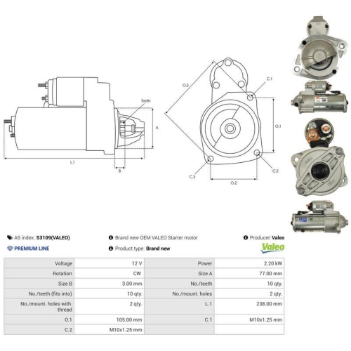 AS-PL Starter Valeo S3109(VALEO)
